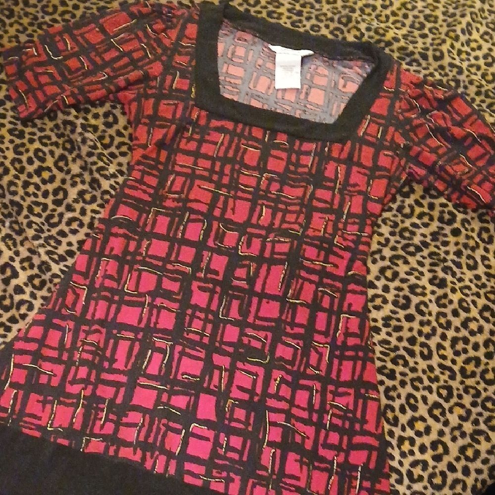 Speechless Red and Black Geometric Short Sleeve Dress Size Small